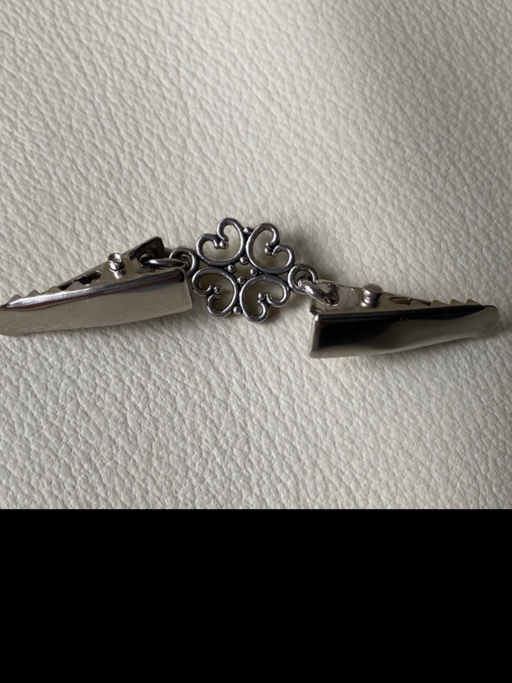 Heart cardigan or scarf or sweater clasp chain clip guard